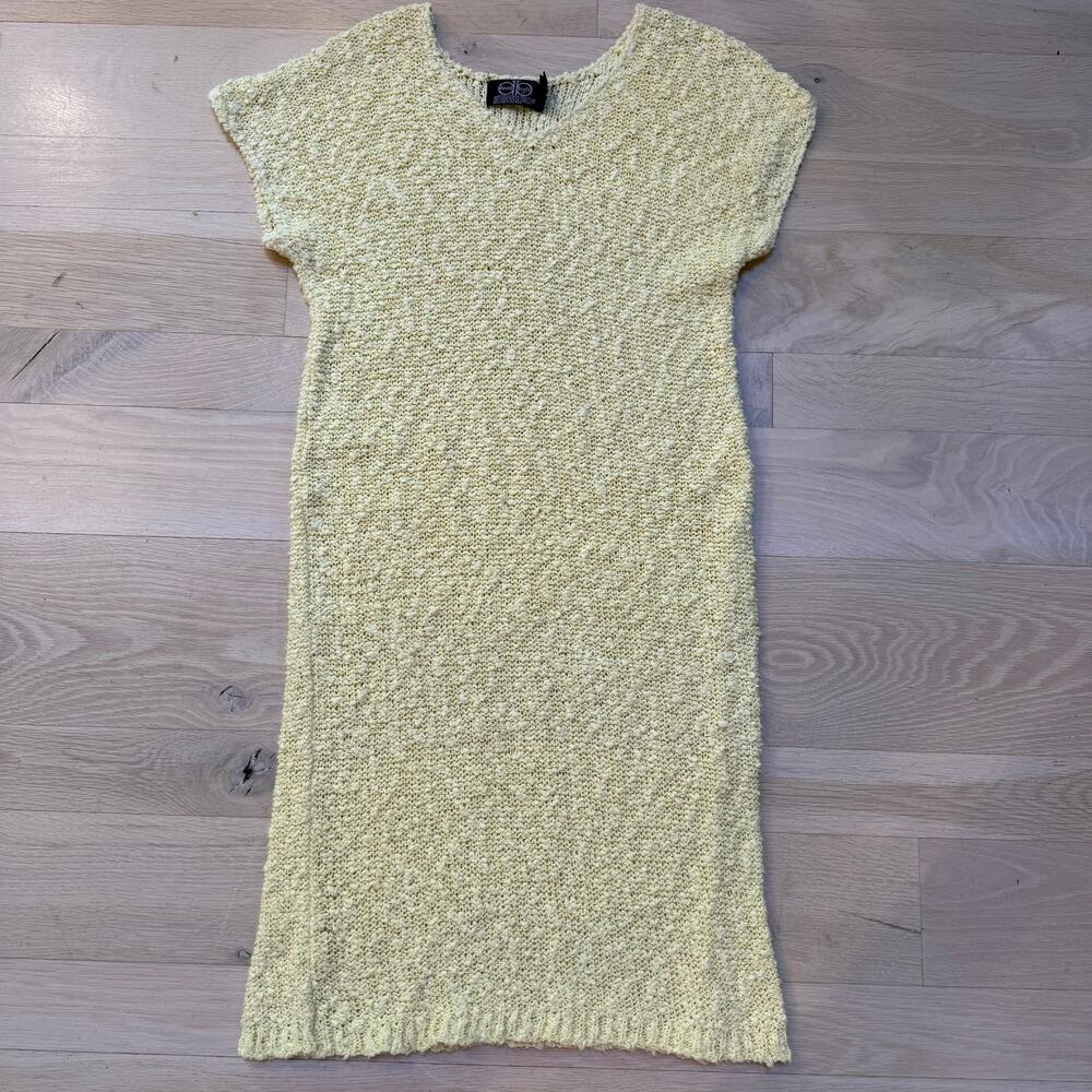 VNG David Brett Inc. Butter Yellow Open Knit Dress SZ L Beach Cover Vacation